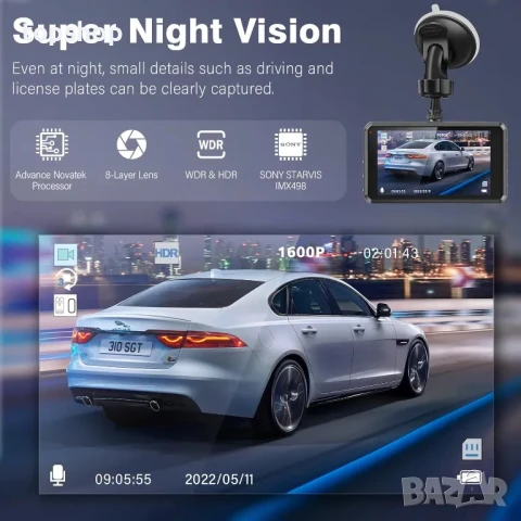 НОВ Dash Cam, DVR, автомобилна камера Miden S7 2.5K, предна и задна, 64GB, Full HD, 3.2 инча, снимка 7 - Аксесоари и консумативи - 50556526