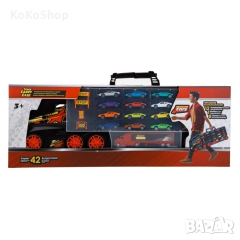 Камион-куфар с 12 броя колички и пътни знаци/куфар за колички, снимка 3 - Коли, камиони, мотори, писти - 53055932