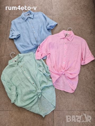 Риза лен в три цвята, снимка 1 - Ризи - 45389382