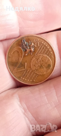 2 евро цента 2003г,Австрия,мега дефект,куриоз 