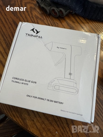 Пистолет за лепене Tilswall за батерия Dewalt 18V/20V, БЕЗ БАТЕРИЯ, 10 пръчици, снимка 9 - Други инструменти - 52535387