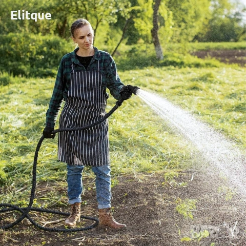 Гъвкав разтеглив градински маркуч 30м – Пълен комплект с пистолет (7 функции) и конектори на едро , снимка 10 - Други инструменти - 53401844