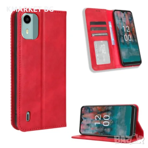 Nokia C12 Retro Texture Wallet Калъф и Протектор, снимка 2 - Калъфи, кейсове - 48854786