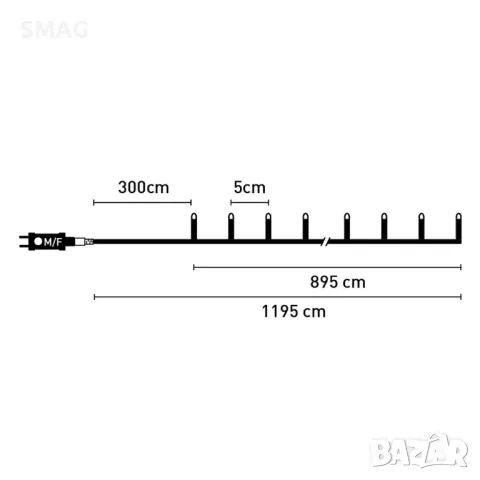 180 LED лампички с програма 8.95m - Екстра топло бяло S_1227765, снимка 4 - Лед осветление - 48238744