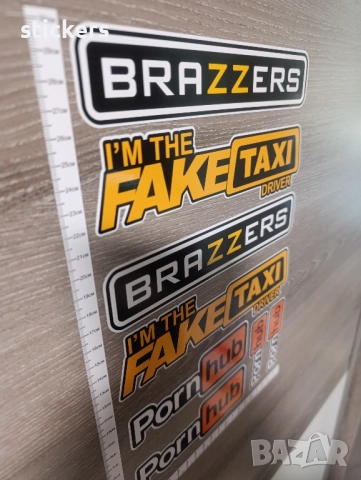 Brazzers, FakeTaxi, Pornhub Стикери Stickers - 8 бр. лист А4, снимка 5 - Аксесоари и консумативи - 51435839