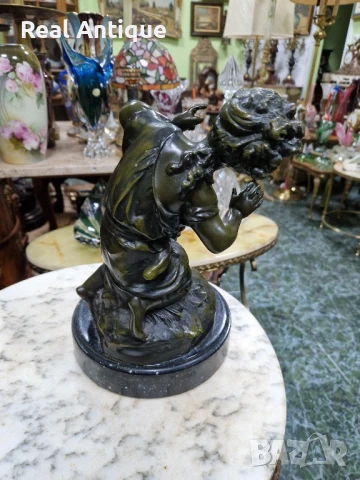 Уникална антикварна авторска френска бронзова фигура статуетка скулптура , снимка 5 - Антикварни и старинни предмети - 50644942