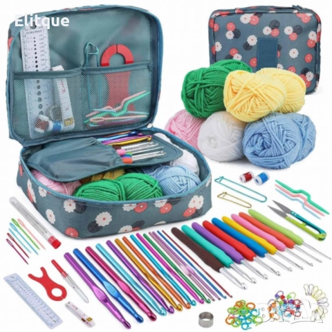 Комплект аксесоари за плетене, 107 части, 14 алуминиеви куки – Пълен сет за начинаещи и напреднали, снимка 3 - Други стоки за дома - 52549149