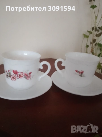 Сервиз 6 чаша и чинийки Arcopal Francee , снимка 3 - Сервизи - 53831075