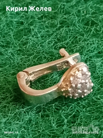 Нежна сребърна обеца във формата на сърце с инкрустирани кристали 53064, снимка 3 - Обеци - 53051904