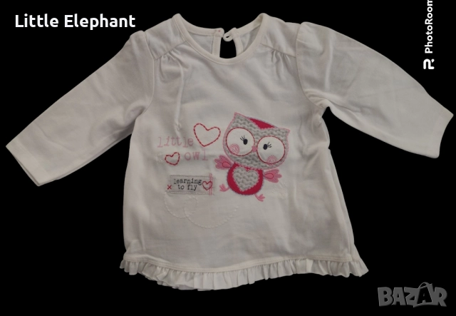 Блузка с дълъг ръкав за момиченце на 3-6 месеца,"Little owl learning to fly",Англия/нова