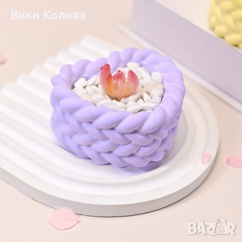 Силиконов молд „Плетено сърце“ – свещ, кашпа или мини декорация, снимка 2 - Форми - 52739436