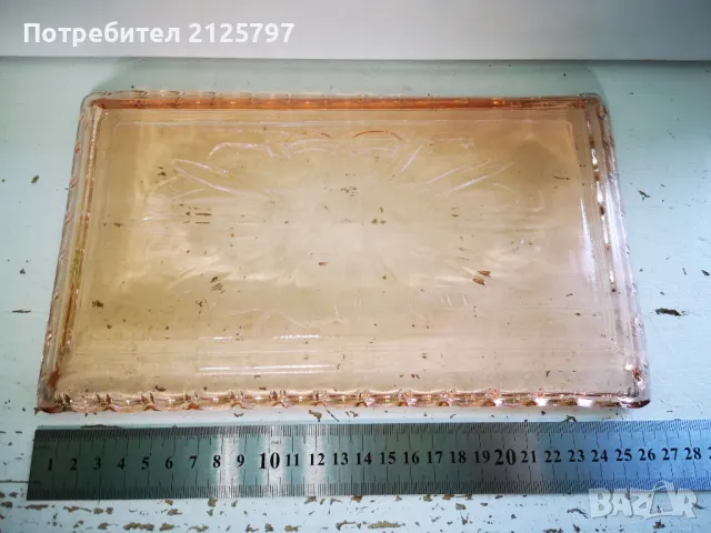Старо стъклено плато, чиния. Цветно стъкло, снимка 3 - Други - 49798292