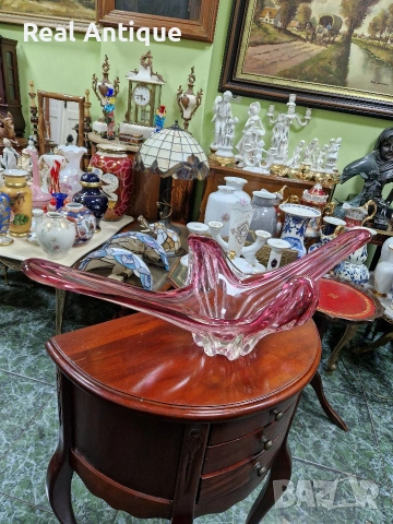 Уникална огромна италианска кристална купа фруктиера жардиера Мурано , снимка 4 - Декорация за дома - 53465568