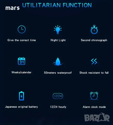 мултифункционален кварцов часовник - 47мм. , снимка 4 - Мъжки - 50160104