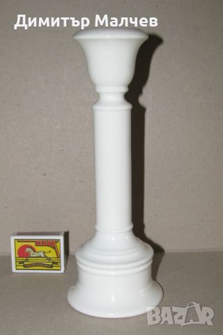 Свещник фаянсов 22 см бяла глазирана керамика, отличен, снимка 2 - Декорация за дома - 45304513