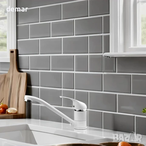 Xcel Home Бял кръгъл кухненски смесител за мивка с единичен горен лост, снимка 5 - Смесители - 50963930