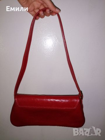 Малка дамска чанта от естествена кожа в червен цвят, снимка 16 - Чанти - 45113863