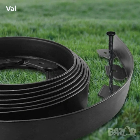 Комплект гъвкав градински бордюр 20м с 60 фиксиращи щифта, Височина 4см, Черен , снимка 4 - Други - 53796587