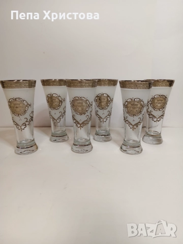 Комплект от 6 броя чаши за вода от чешки кристал Бохемия.