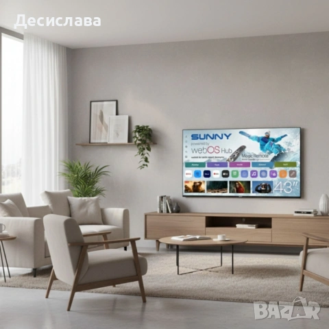 Телевизор Sunny SN43FPRL-W02S – 43" LED Smart TV с WebOS, Wi-Fi и DVB-T2/C/S2, снимка 2 - Телевизори - 53021521