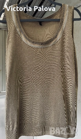 ESKADA луксозен дизайнерски топ с мъниста -100% вискоза, размер 42, снимка 4 - Корсети, бюстиета, топове - 53520074