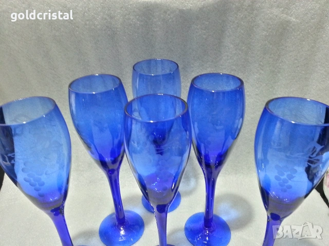 стари стъклени чаши цветно стъкло , снимка 2 - Антикварни и старинни предмети - 53138323