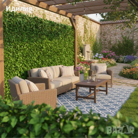 Ограда от зелени листа - панел за уединение с реалистичен вид 3 x 0,5 м, снимка 3 - Декорация за дома - 53501475