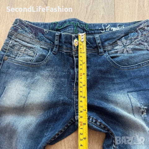 Desigual дамски слим тесни дънки размер 28, снимка 6 - Дънки - 53867999