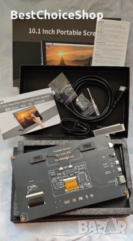 10.1-инчов капацитивен сензорен монитор, 1024x600 IPS LCD, HDMI преносим, снимка 3 - Монитори - 53126544