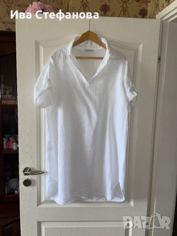 Нова елегантна бяла туника риза 100%лен ленена Италия  , снимка 6 - Ризи - 45352750