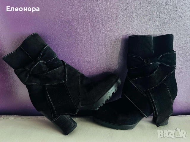 страхотни велурени боти с ток, снимка 2 - Дамски боти - 52912320