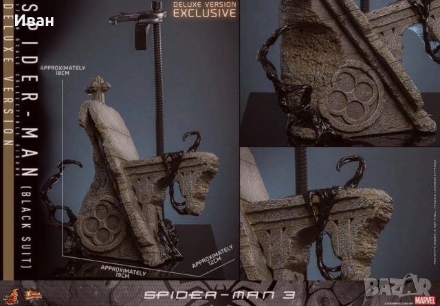 Hot Toys Spider-Man 3 (Black Suit) Deluxe 1/6th/ Спайдър - мен симбиотичен лукс издание, снимка 7 - Колекции - 47223401