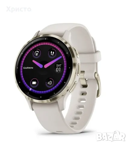НОВО!!!Дамски смарт часовник Garmin Venu 3S, 41 mm, 1.2'', Gold Ivory/Silicon, снимка 1