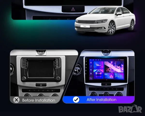 Двоен DIN 9" мултимедия с Android 12 за Volkswagen PASSAT B7 B6 CC 2010-2015, снимка 3 - Аксесоари и консумативи - 47238041