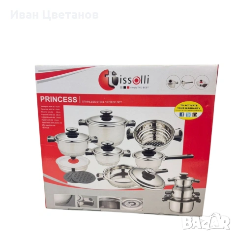 Комплект съдове за готвене Tissolli 16 Pc Princess, снимка 3 - Съдове за готвене - 53037107