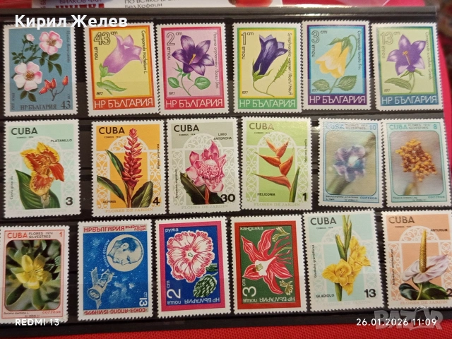 Стари пощенски марки от цял свят смесени ЦВЕТЯ без печат за КОЛЕКЦИЯ 52074