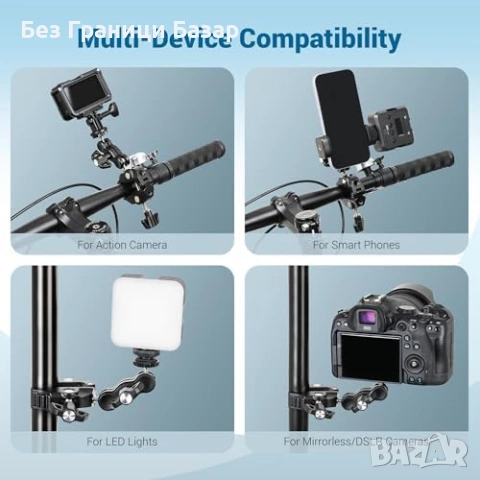 Нова Щипка JJC с magic arm за телефон, камера и екшън камера GoPro Insta360, снимка 6 - Чанти, стативи, аксесоари - 53915823