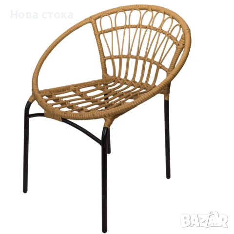 Градински комплект – маса с 2 стола, PVC ратан с черна метална рамка, снимка 2 - Градински мебели, декорация  - 54006653