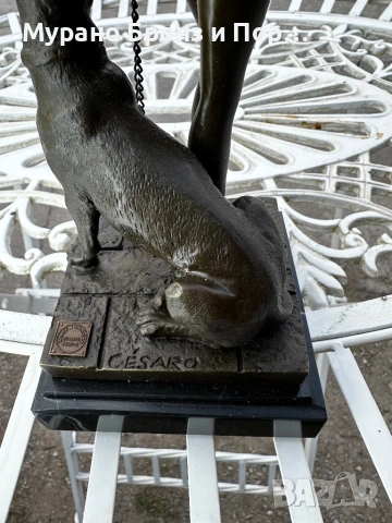 Елегантна бронзова скулптура "Почивката на Диана" (H. Jacobs) – 1.8 кг, подпис и мрамор, снимка 5 - Антикварни и старинни предмети - 53986050