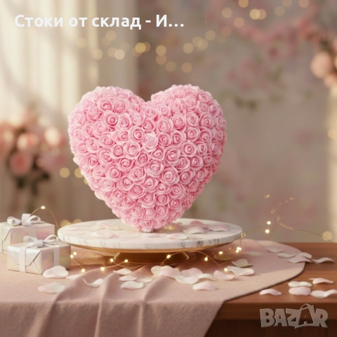 Декоративно сърце от изкуствени рози в подаръчна кутия 25см. ПОДАРЪК за Свети Валентин , снимка 4 - Декорация за дома - 53046005