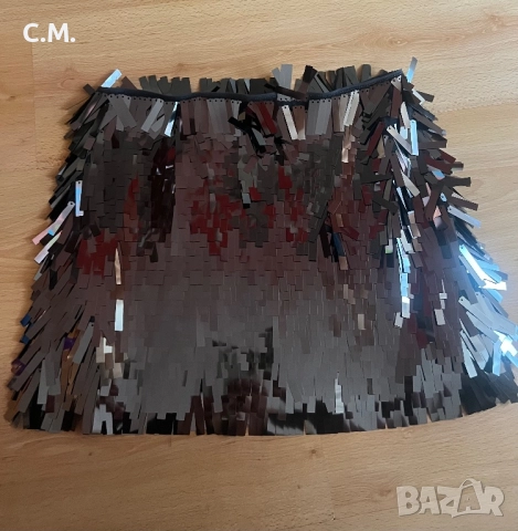Zara пола с пайети, снимка 2 - Поли - 52475347