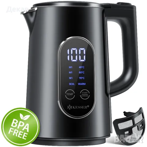 Електрическа кана 1,7 литра | LED дисплей | 4-режимна настройка 40°C-100°C 