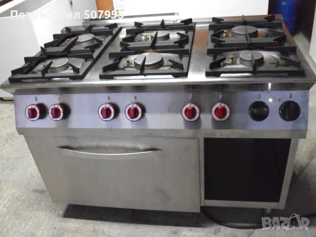 Професионална, газова печка с електрческа фурна BARTSCHER - 6 горелки, снимка 11 - Обзавеждане на кухня - 50184895
