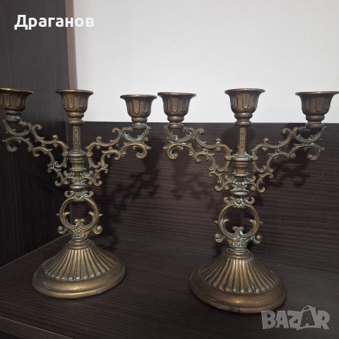 Бронзови канделабри, снимка 2 - Антикварни и старинни предмети - 52900140