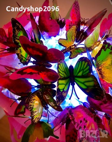 Светещи букети,вие избирате цвят на пеперудите, снимка 6 - Декорация - 46460570