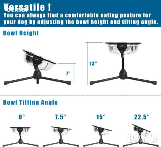 Vexong Повдигната купа за кучета със стойка, регулируема височина, неръждаема стомана, 25 х 8 см, снимка 4 - За кучета - 45616729