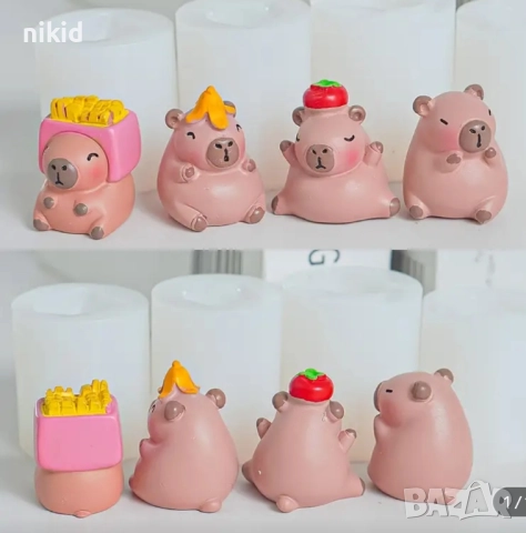 4 бр 3D Капибара Capybara силиконов молд форма калъп гипс кубчета гипсови фигурки с имена свещ смола, снимка 3 - Форми - 51947323