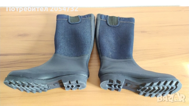 Нови ботуши с каучукова подметка и крачоли от дънкова материя - деним, снимка 3 - Дамски ботуши - 52157241