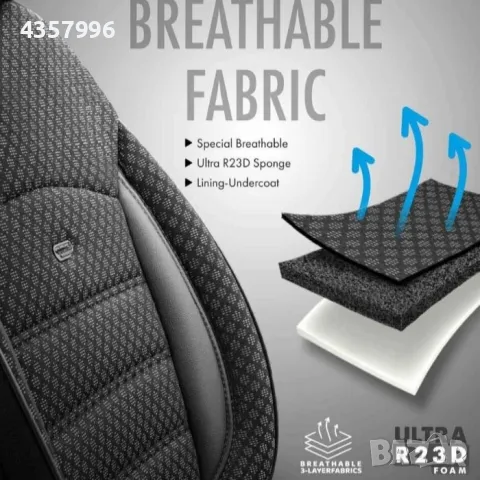 Тапицерия за седалки Otom Sport Plus, PLS101, Черно/сиво, снимка 4 - Аксесоари и консумативи - 50058614