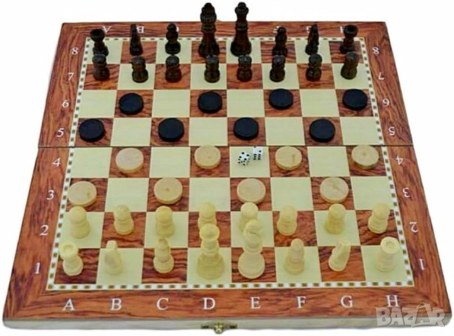 Дъска за шах, дъска за табла, голяма 48х48см, дървена шахматна дъска за табла и дама, Шахмат, Игра, снимка 2 - Шах и табла - 28527992
